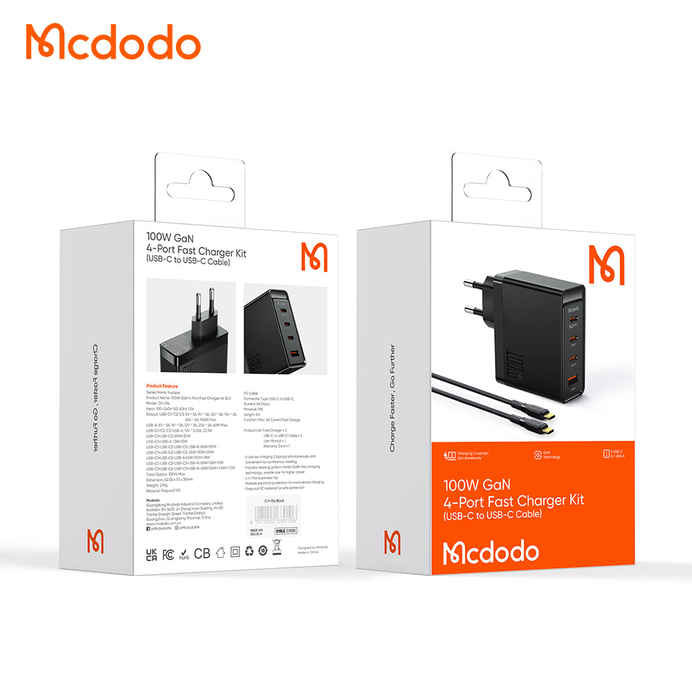 Mcdodo 100w Gan Fast Charging Charger Quad Port