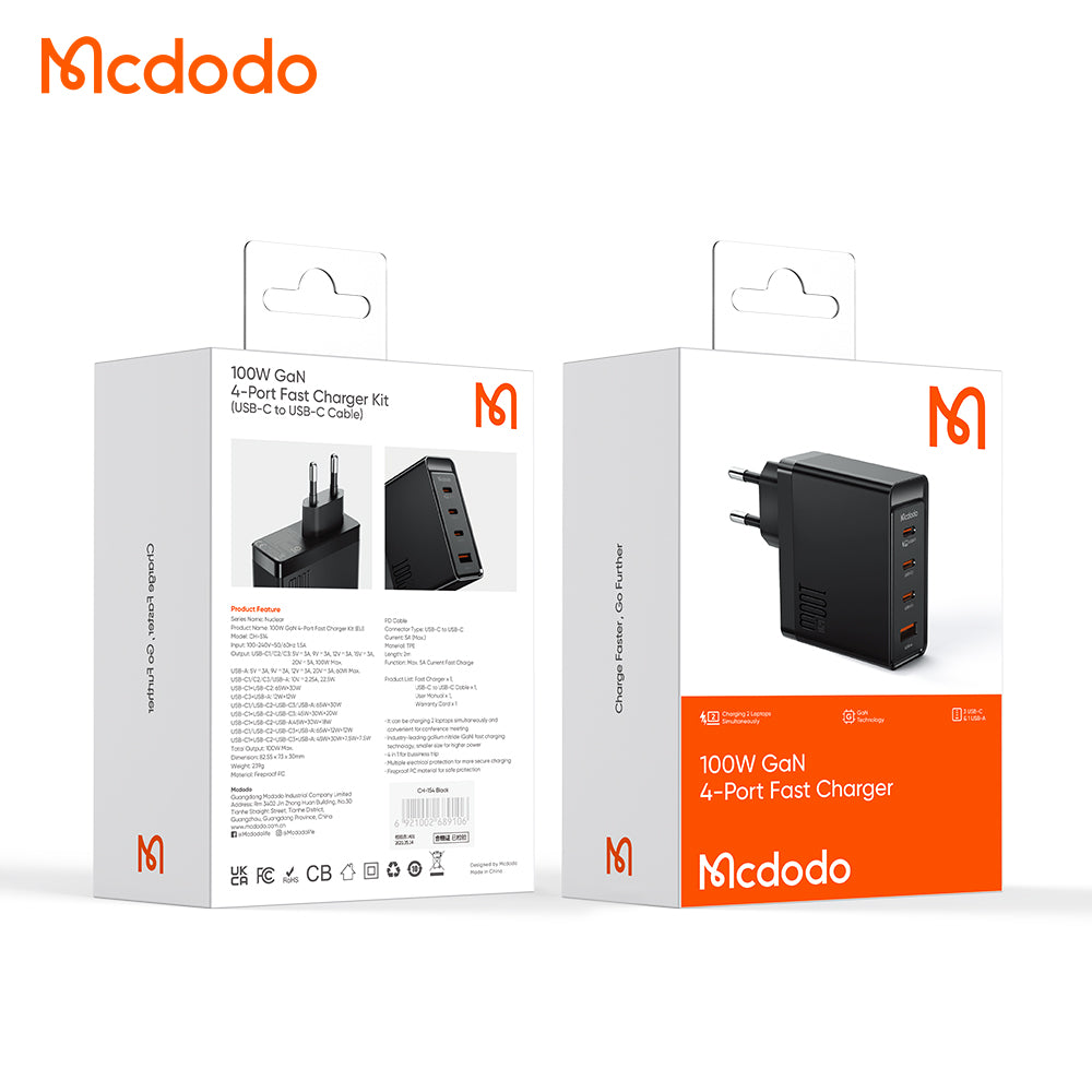 Mcdodo 100w Gan Fast Charging Charger Quad Port