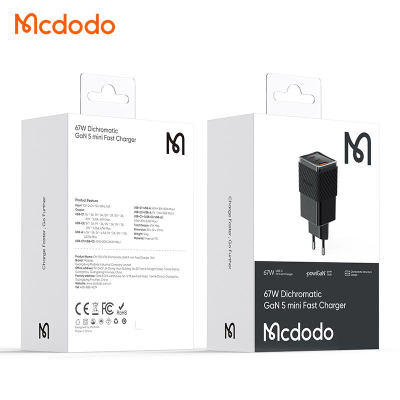 Mcdodo 67w GaN Fast Charger Tri Port