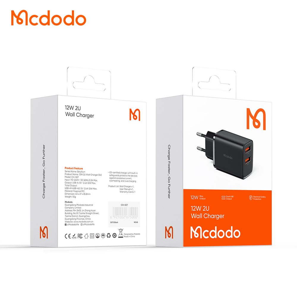 Mcdodo 12w Dual Port Charger