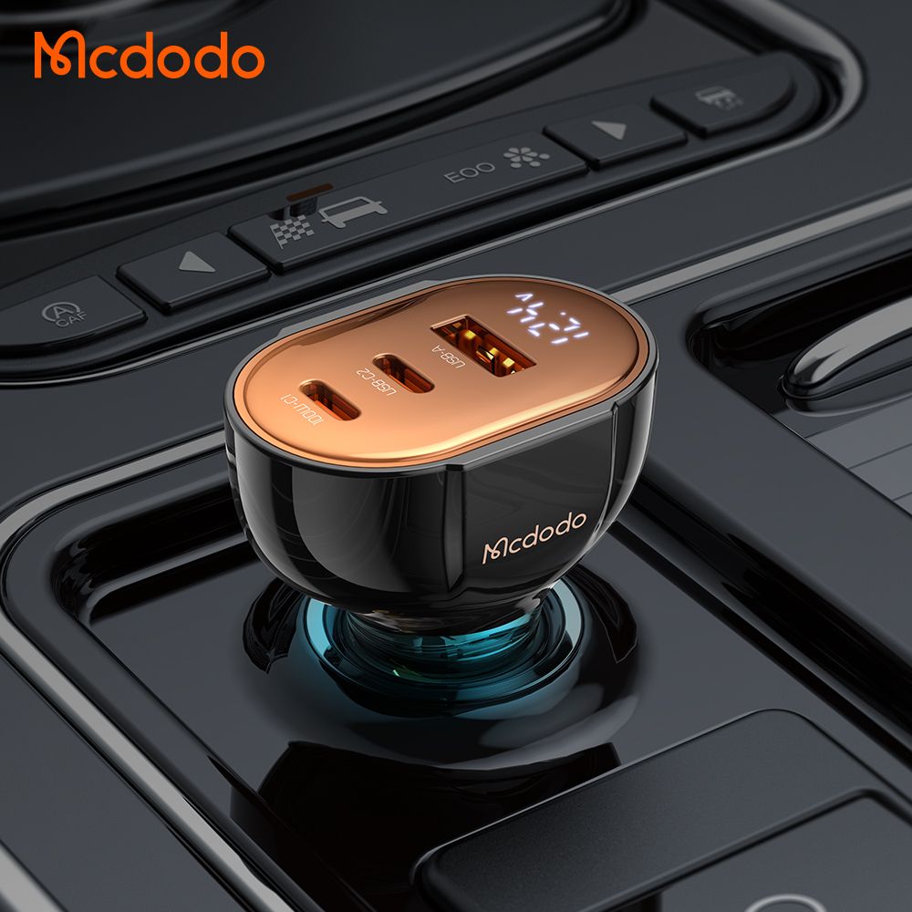 Mcdodo 100w 3 Port Fast Car Charger , USB-C x 2 : USB-A x 1