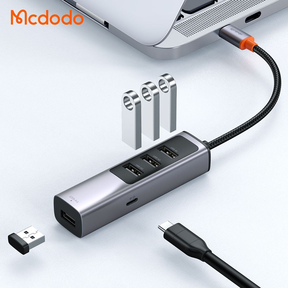 Mcdodo 5 in 1 USB C To USB A x 4 Hub Dongle + 100w Type C Power