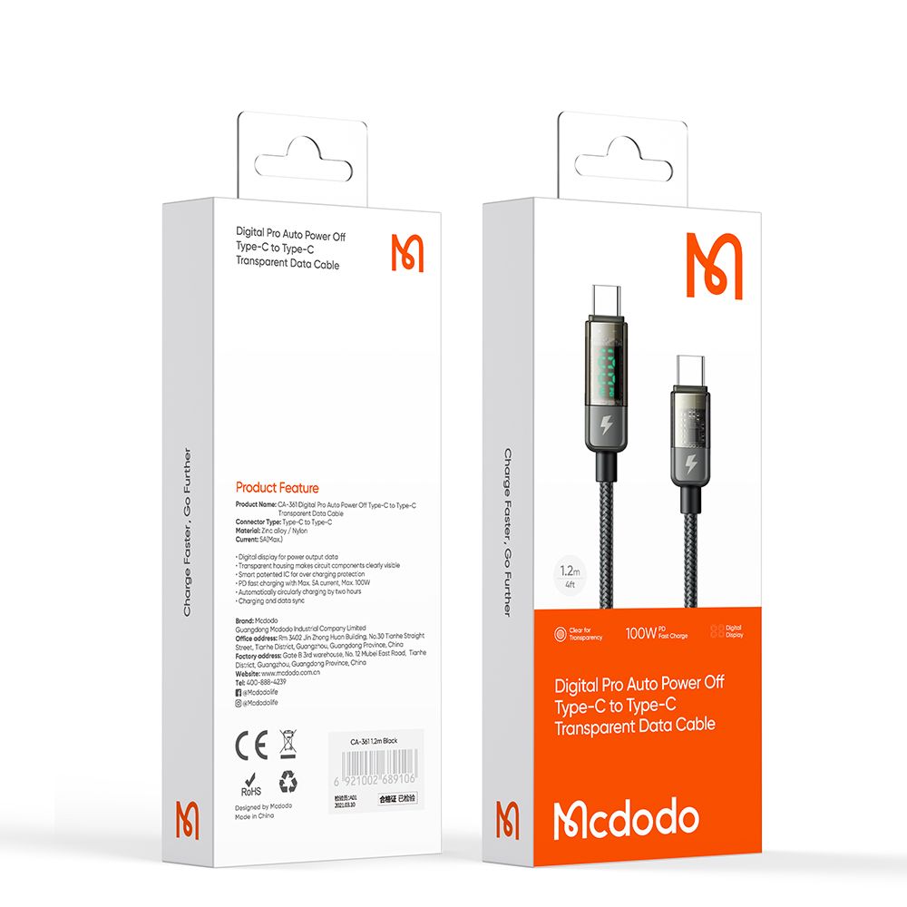 Mcdodo Digital Watt Display Braided Range + Auto Off Cable Range