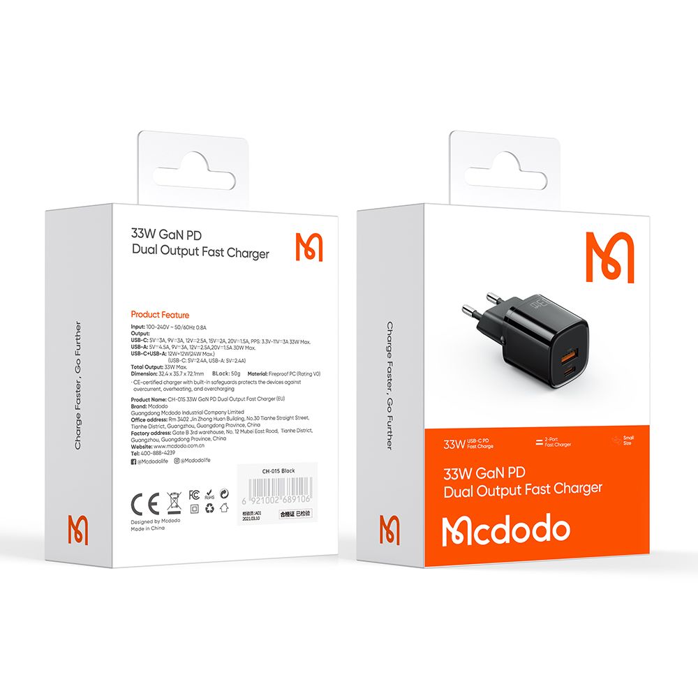 Mcdodo 33w GaN Fast Charger Dual Port