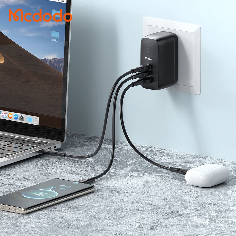 Mcdodo 65w Fast Travel Charger Tri Port + 2m USB C/C 60w Cable