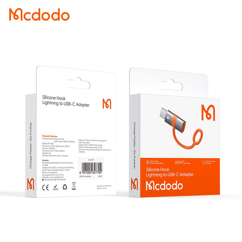 Mcdodo Lightning to USB-C 60W Fast Charging Connector + Data