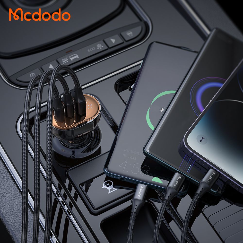 Mcdodo 100w 3 Port Fast Car Charger , USB-C x 2 : USB-A x 1