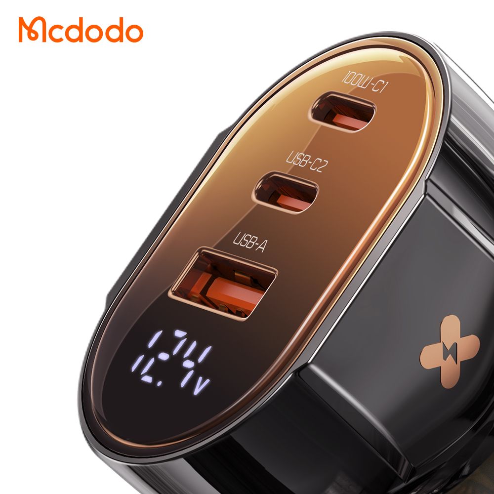 Mcdodo 100w 3 Port Fast Car Charger , USB-C x 2 : USB-A x 1