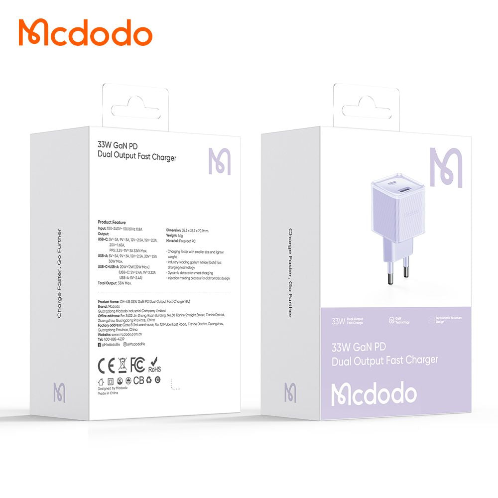 Mcdodo 33w GaN Fast Charger Dual Port